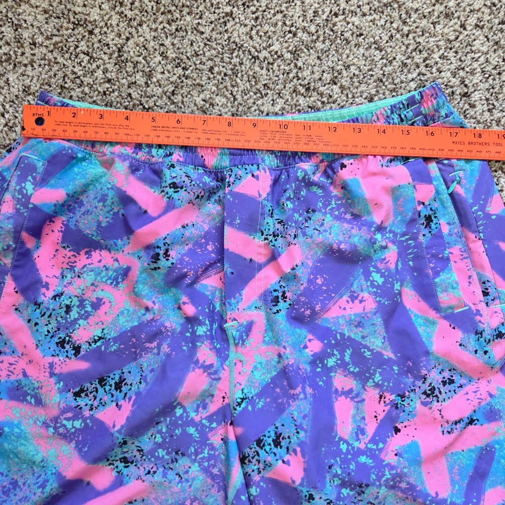 Birddogs Shorts Mens XXL Purple Pink Teal Swim Trunks Lined Zipper Pockets Retro - Picture 3 of 5